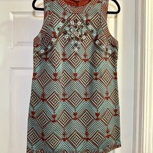 Free People New Romantics Beaded Tapestry Cocktail Dress Teal & Burgundy